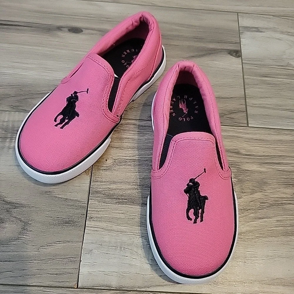 Polo Ralph Lauren Toddler‎ Keaton Slip-On Polo Player Pink Casual Shoes 10 NEW